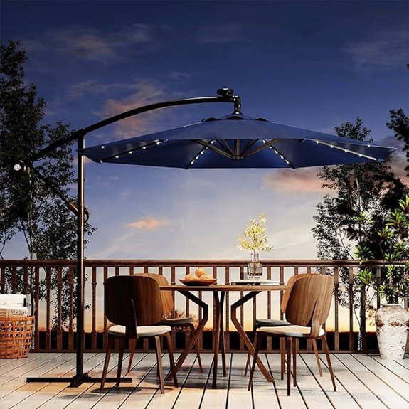 10 ft Solar Cantilever Umbrella with Tilt Navy Blue