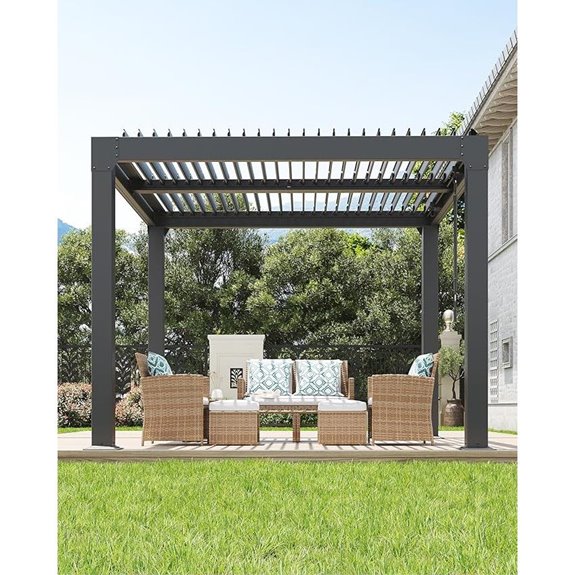 GarveeLife 10ft Louvered Pergola with Adjustable Roof