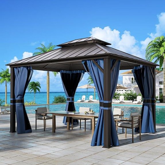 UDPATIO 10x12 Hardtop Aluminum Gazebo with Curtains