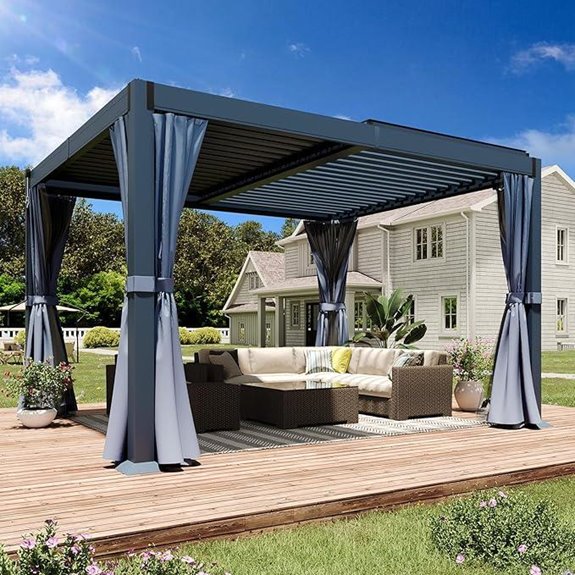 MELLCOM 10x12ft Louvered Pergola with Adjustable Roof