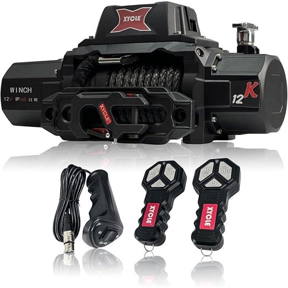 12000lbs Electric Winch with Wireless Remote and Synthetic Rope