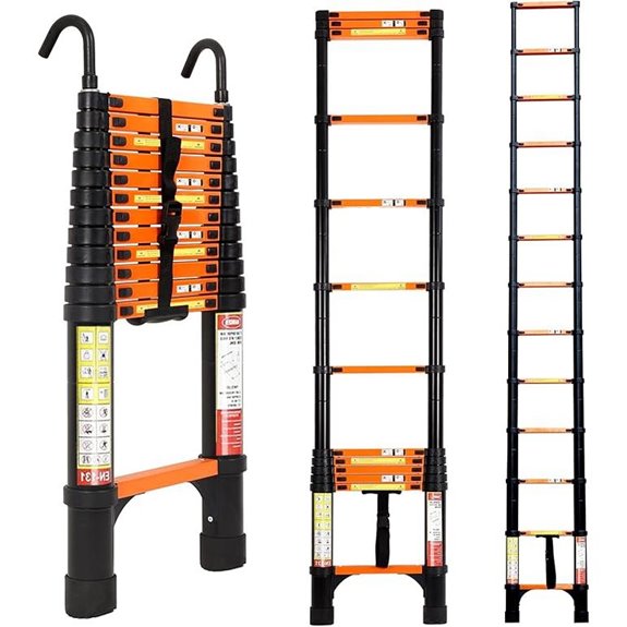 12.5FT Aluminum Telescoping Ladder with Stabilizers