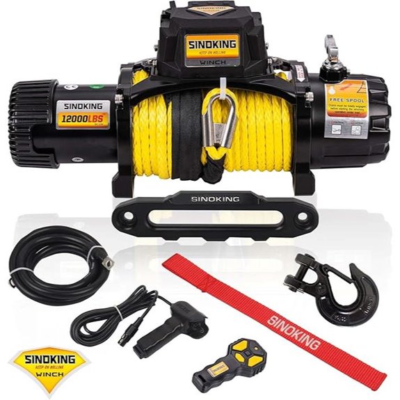 SINOKING 12V Electric Winch 12000 lb Waterproof