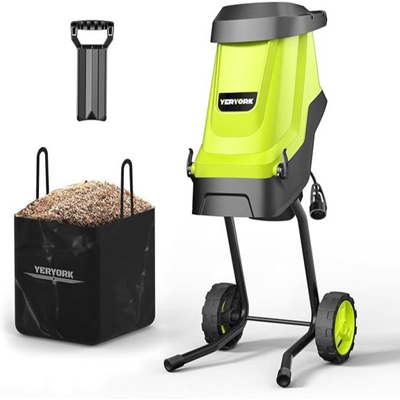 Wood Chipper 15-Amp Electric Mulcher with Collection Bag