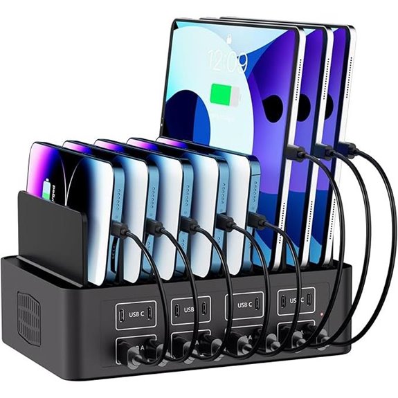 16-Port USB C Charging Station with Adjustable Dividers