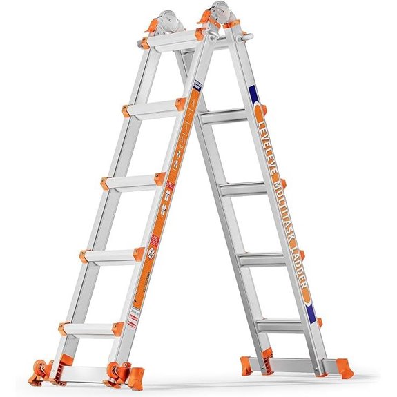 LEVELEVE 17FT Telescoping A-Frame Ladder with Wheels