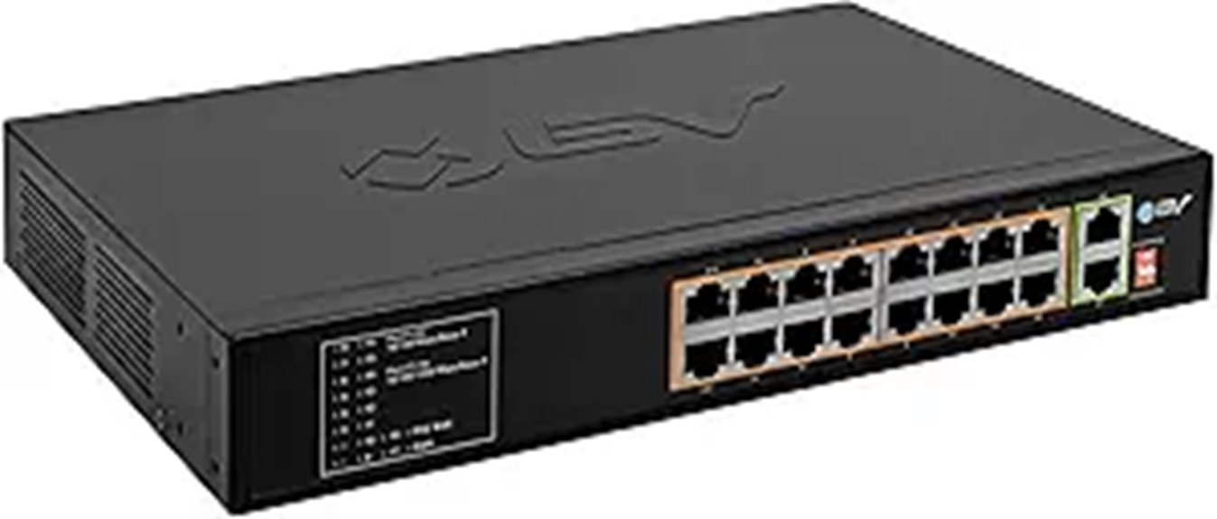 BV-Tech 18-Port PoE+ Switch with Rackmount