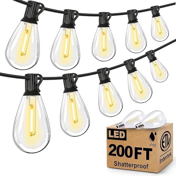 Tenmiro 200FT Outdoor String Lights with Edison Bulbs
