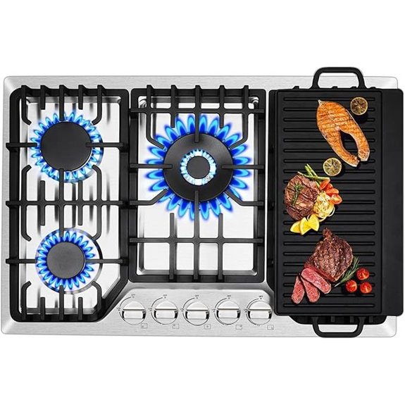 30-Inch Gas Cooktop with Griddle and Sabaf Burners