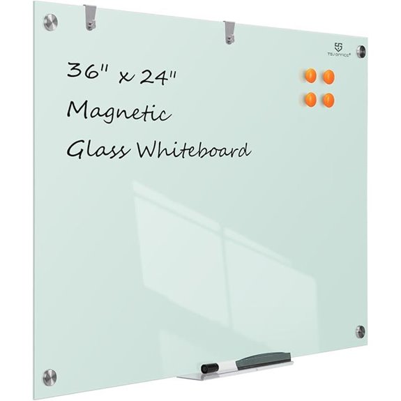 TSJ OFFICE 36x24 Glass Dry-Erase Whiteboard