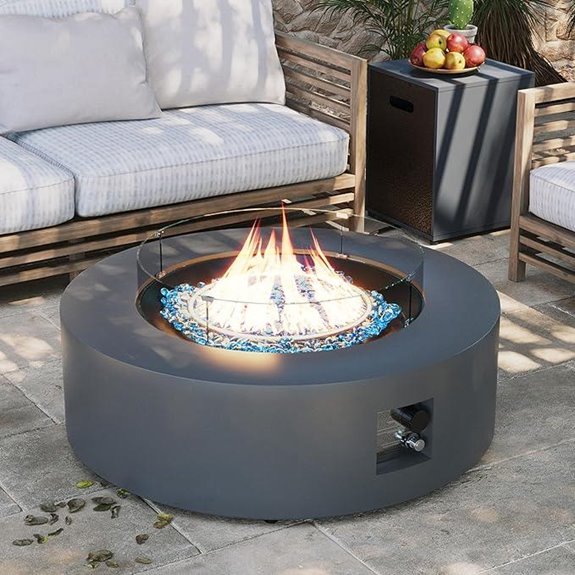 UPHA 42-inch Outdoor Propane Fire Pit with Wind Guard