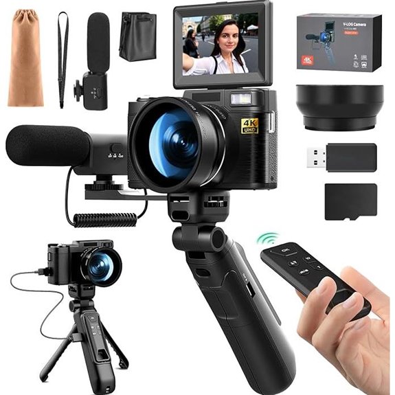 4K Digital Camera Kit with Microphone & Tripod