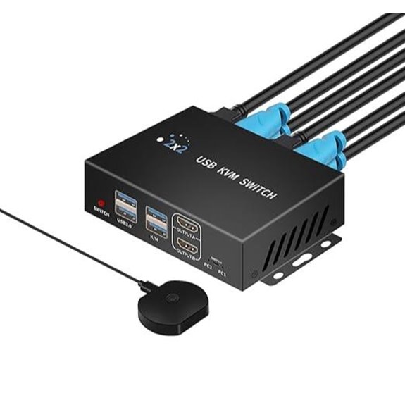 Dual Monitor KVM Switch for 2 Computers 4K HDMI