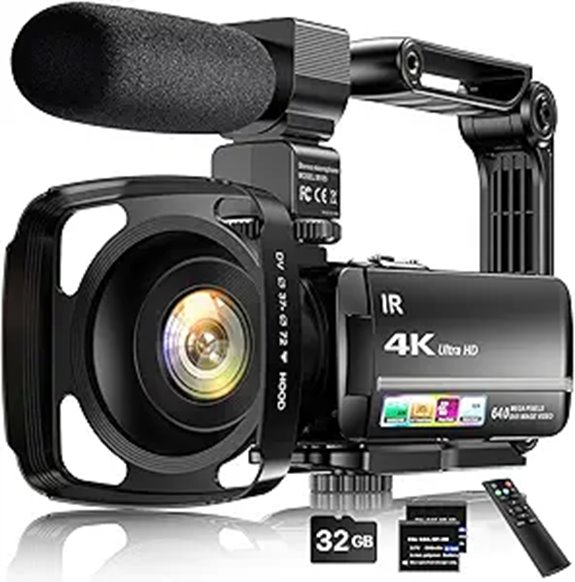 4K Video Camcorder with 64MP & Accessories