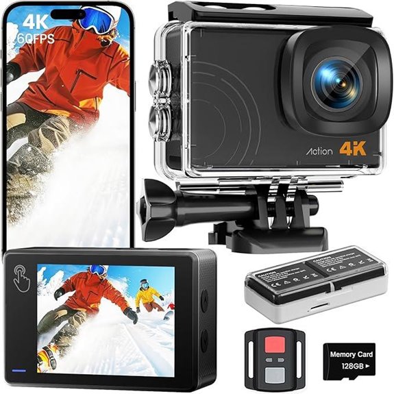4K Action Camera with Waterproof Case and Accessories