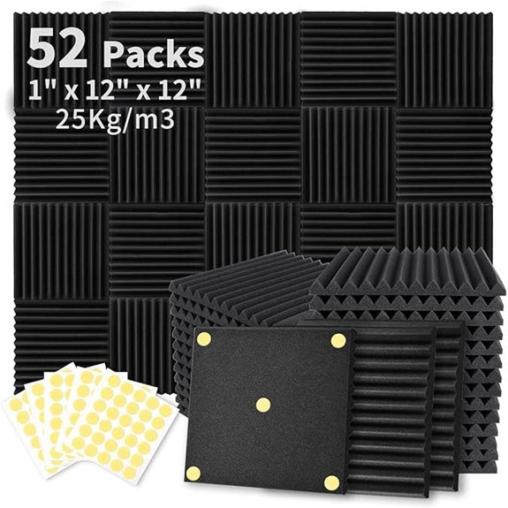 Focusound 52-Pack Acoustic Foam Panels with Adhesive