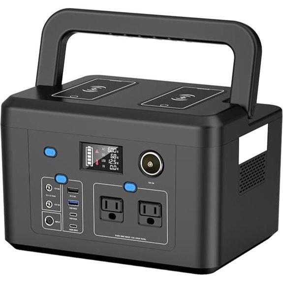 Powkey 600W Portable Power Station with Wireless Charging