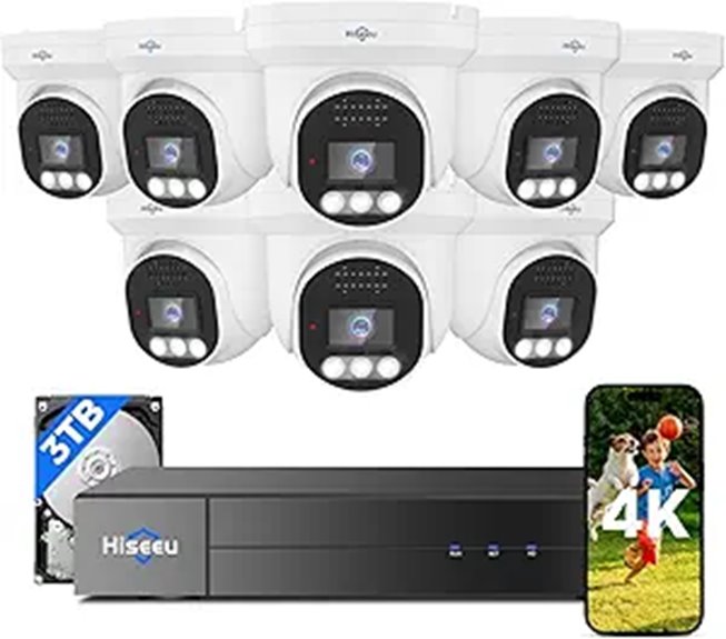 Hiseeu 8MP 4K PoE Security Camera System