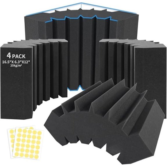 Focusound 4 Pack Acoustic Foam Corner Panels