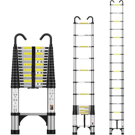 15.5FT Telescoping Aluminum Ladder with Stabilizers