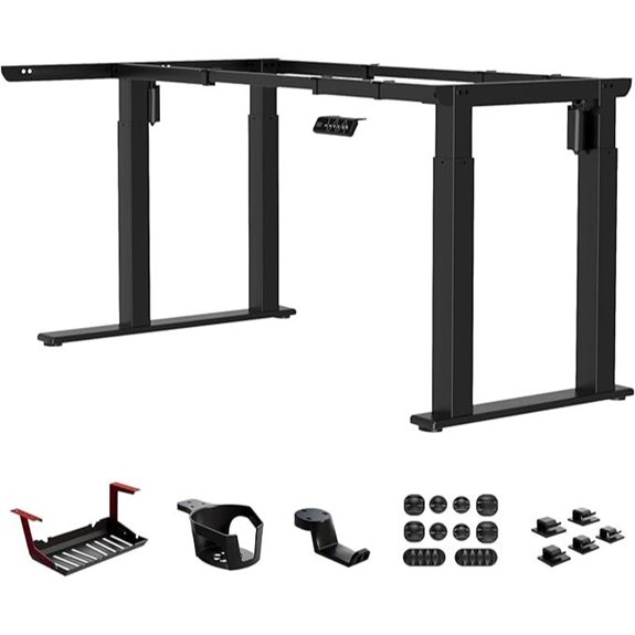 Electric L-Shape Standing Desk Frame 55-71 Black