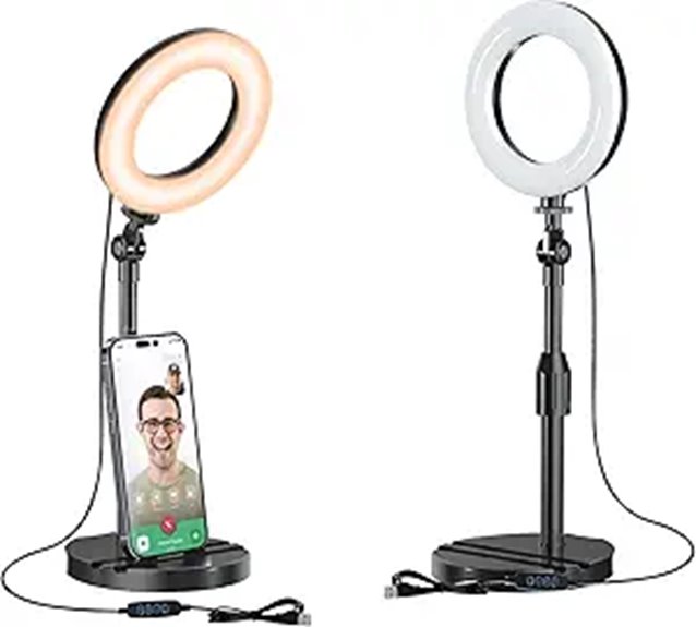Desk Ring Light with Telescopic Stand for Streaming