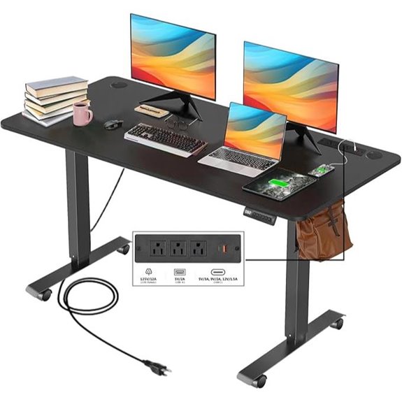 Electric Adjustable Standing Desk with Power Outlets