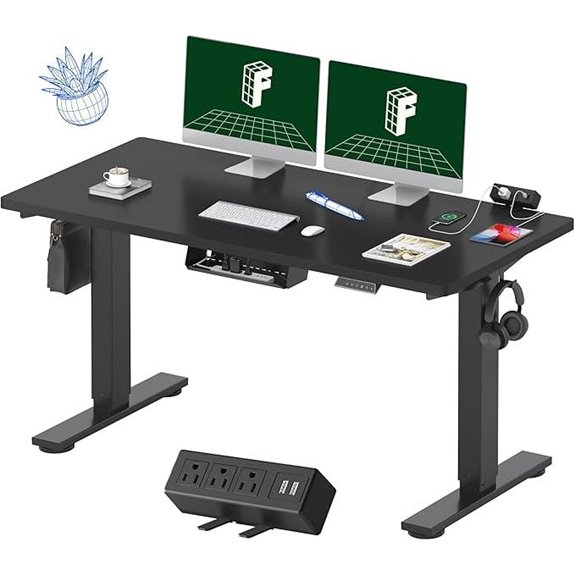 FLEXISPOT EN2 Adjustable Standing Desk with Power Strip