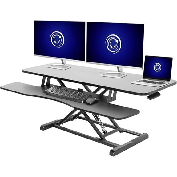 VIVO 48 Sit-Stand Desk Converter with Dual Monitors