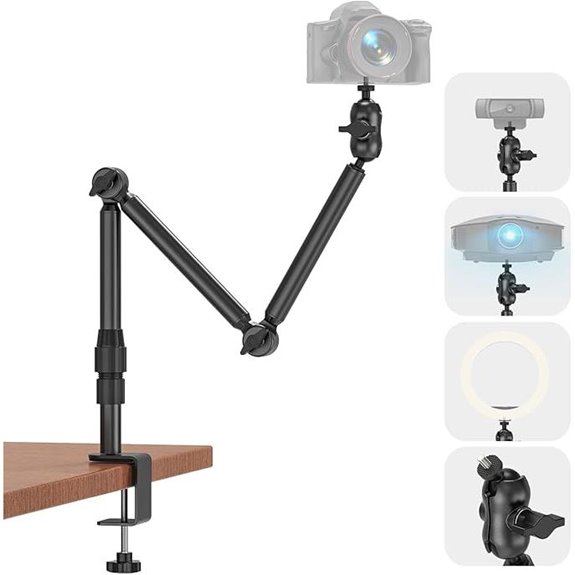 Foldable Overhead Camera Mount with C-Clamp