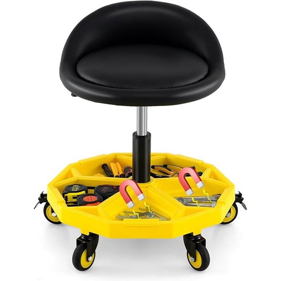 Goplus Adjustable Garage Stool with Tool Tray