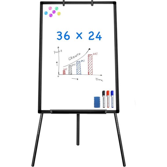 Magnetic Whiteboard Easel Adjustable Tripod 36x24