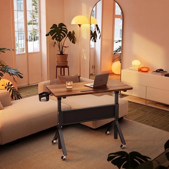 HUANUO Rolling Adjustable Standing Desk with Wheels