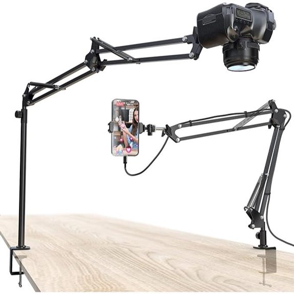 Overhead Camera Mount with Adjustable Phone Clamp