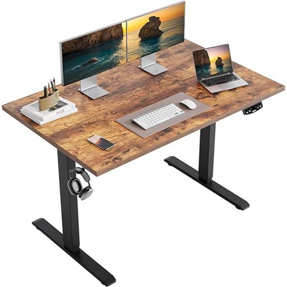Height Adjustable Electric Standing Desk Rustic Brown