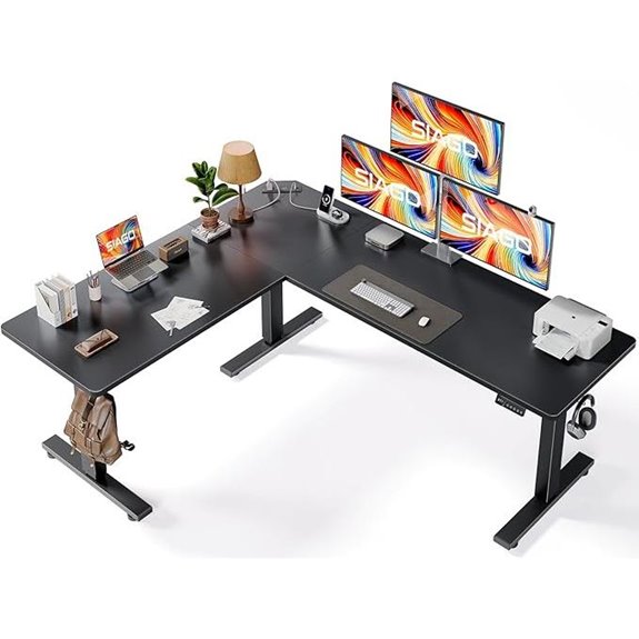 SIAGO L-Shaped Adjustable Standing Desk with Charging
