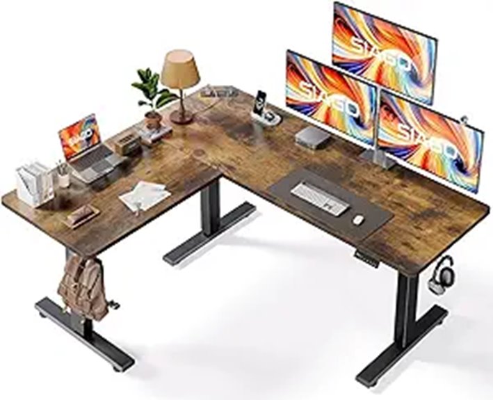 SIAGO L-Shaped Adjustable Standing Desk with Charging