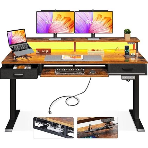 AODK Electric Adjustable Standing Desk with Drawers