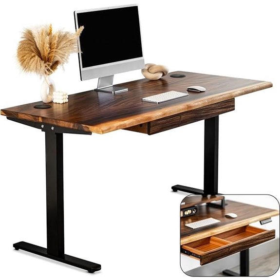 Walnut Adjustable Standing Desk with Drawer