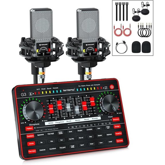 Tenlamp Audio Mixer and Microphone Streaming Bundle