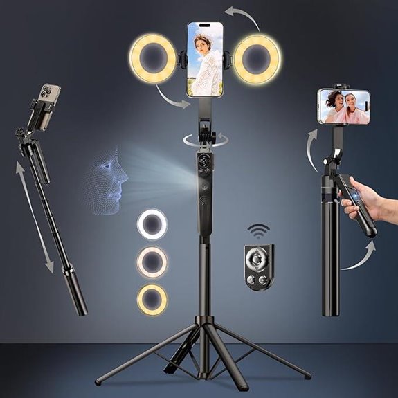 Auto Face Tracking Selfie Stick Tripod with Light