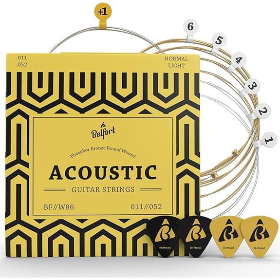 BELFORT Acoustic Guitar Strings - 6 String Set Plus Picks