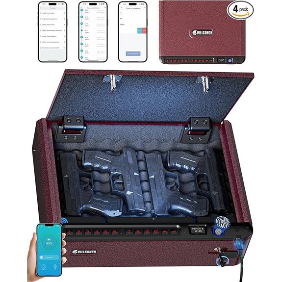 BillConch Smart Gun Safe with Biometric & App Lock
