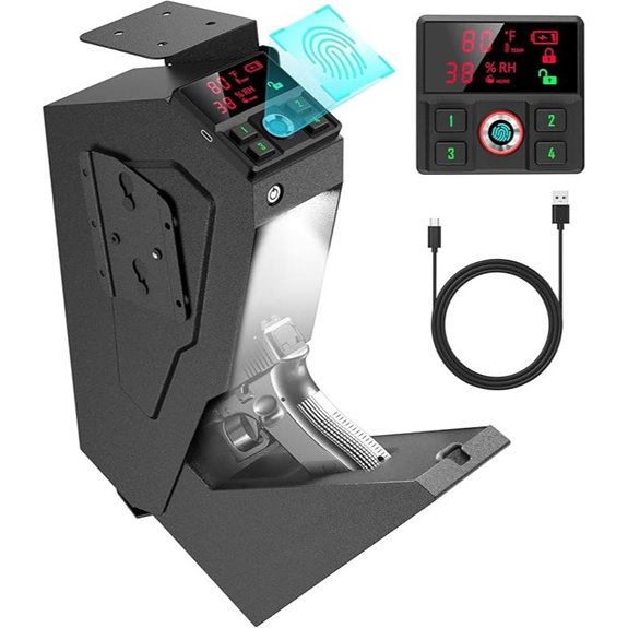 Mounted Nightstand Gun Safe with Biometric Lock