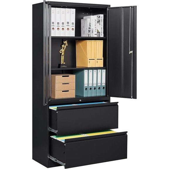 SISESOL 2-Drawer Locking File Cabinet Black