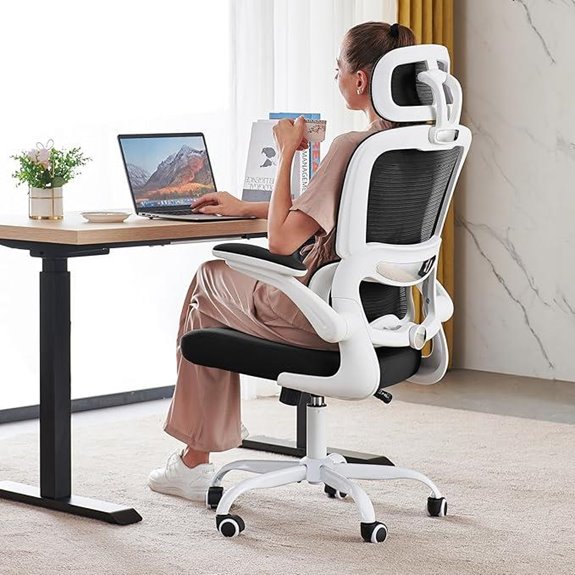Ergonomic Office Chair with Wheels High Back Black & White