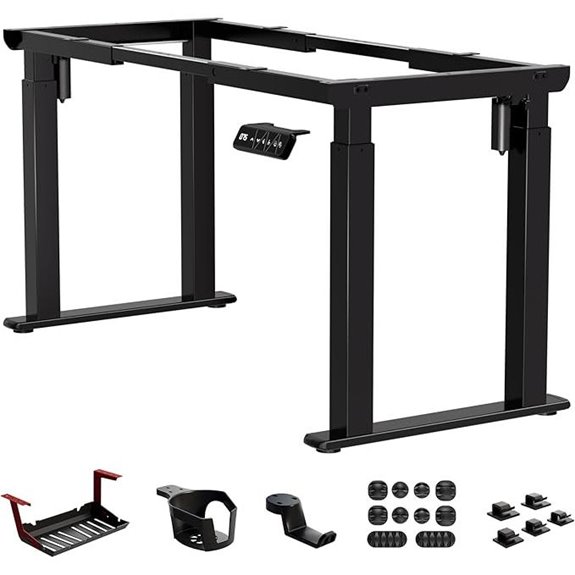 Adjustable Electric Standing Desk Frame Black Dual Motor