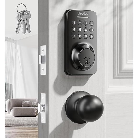 Keyless Deadbolt Lock Set with Handle Black