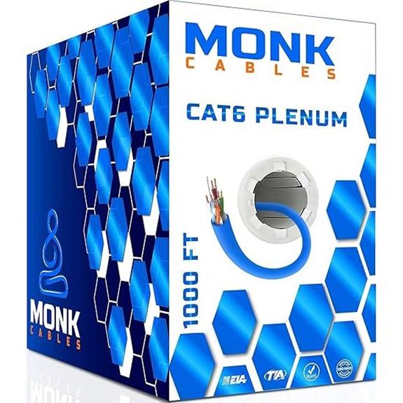 MONK CAT6 Plenum Cable 1000ft Blue Certified