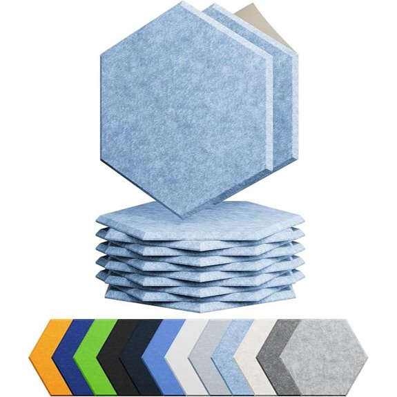 12-Pack Hexagon Acoustic Foam Panels (Light Sky Blue)
